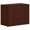HON Mod 2-Drawer Lateral File Cabinet, Locking, Letter/Legal, Traditional Mahogany, 36" (HONLLF3620L2LT1)