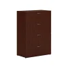 HON Mod 4-Drawer Lateral File Cabinet, Locking, Letter/Legal, Traditional Mahogany, 36" (HLPLLF3620L4.LTM1)