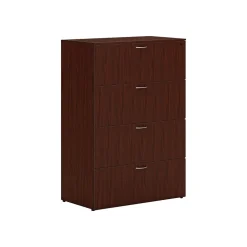 HON Mod 4-Drawer Lateral File Cabinet, Locking, Letter/Legal, Traditional Mahogany, 36" (HLPLLF3620L4.LTM1)