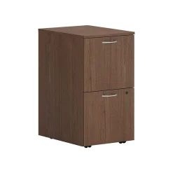 HON Mod 2-Drawer Mobile Vertical File Cabinet, Letter/Legal Size, Lockable, 28"H x 15"W x 20"D, Slate Teak (HONPLPMFFLS1)