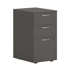 HON Mod 3-Drawer Mobile Vertical File Cabinet, Letter/Legal Size, Lockable, 28"H x 15"W x 20"D, Slate Teak (HONPLPMBBFLS1)