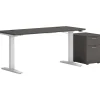 HON Mod 48"W Adjustable Standing Desk with Mobile Storage, Slate Teak (HLPLRW4824CHATBFSL1)