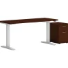 HON Mod 48"W Adjustable Standing Desk with Mobile Storage, Traditional Mahogany (HLPLRW4824CHATBFTM1)