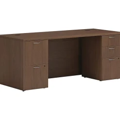 HON Mod 72"W Double-Pedestal Desk, Sepia Walnut (HLPLDS72PSSE1)