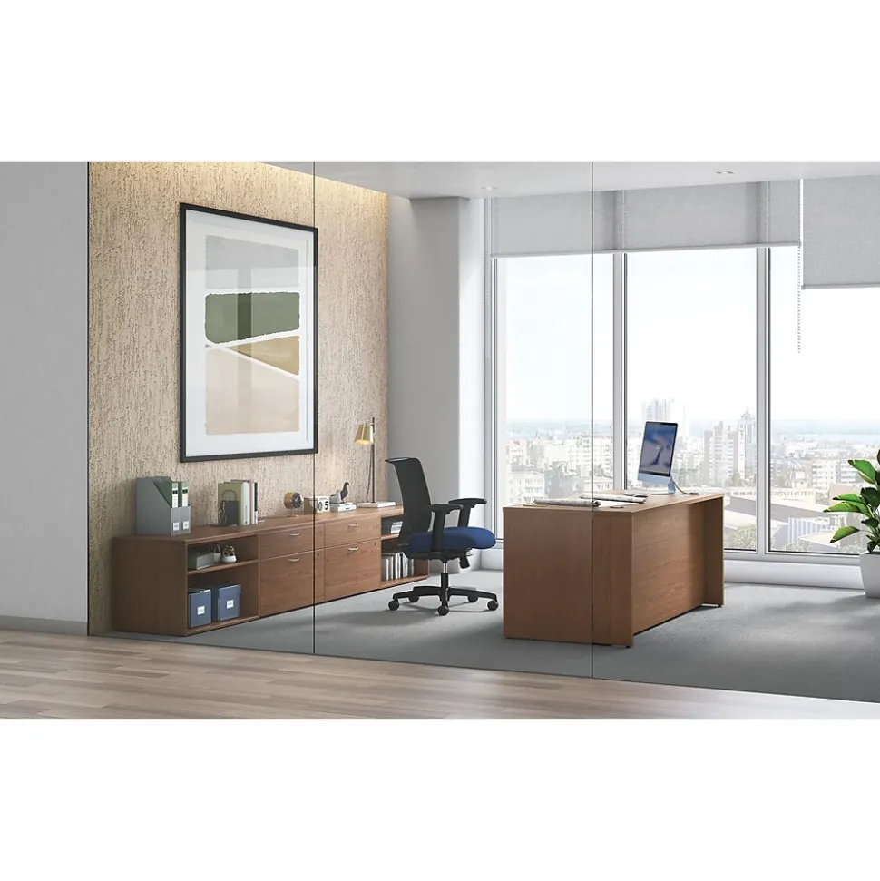 HON Mod 72"W Double-Pedestal Desk, Sepia Walnut (HLPLDS72PSSE1)