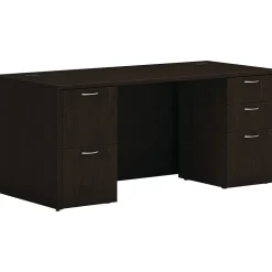 HON Mod 66"W Double-Pedestal Desk, Java Oak (HLPLDS66PSJA1)