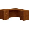 HON Mod 66"W L-Shaped Double-Pedestal Desk, Russet Cherry (HLPL6672LDESKRC1)