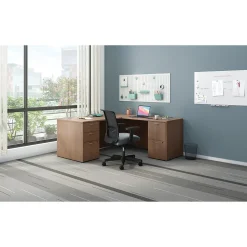 HON Mod 66"W L-Shaped Double-Pedestal Desk, Sepia Walnut (HLPL6672LDESKSE1)