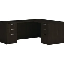HON Mod 60"W L-Shaped Double-Pedestal Desk, Java Oak (HLPL6072LDESK2BBFJA1)