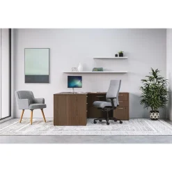 HON Mod 60"W L-Shaped Double-Pedestal Desk, Sepia Walnut (HLPL6072LDESK2BBFSE1)