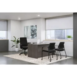 HON Mod 60"W L-Shaped Single-Pedestal Desk, Slate Teak (HLPL6072LDESK1BBFLS1)