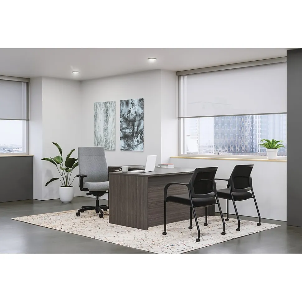 HON Mod 60"W L-Shaped Workstation, Slate Teak (HLPL6072LDESK2BBFLS1)