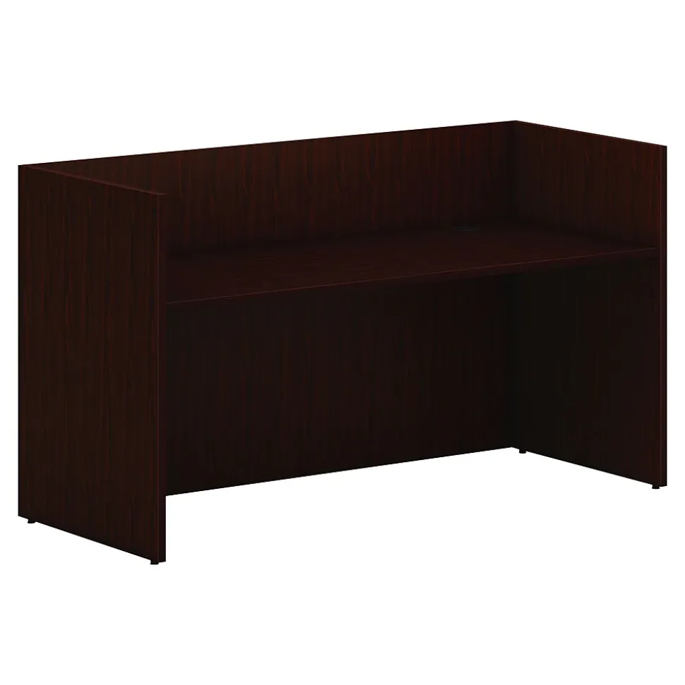 HON Mod 72"W Reception Desk Shell, Traditional Mahogany (HLPLRCPNDS7230.LTM1)