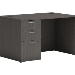 HON Mod 48"W Single-Pedestal Desk, Slate Teak (HLPLDS4830BBFLS1)