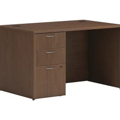 HON Mod 48"W Single-Pedestal Desk, Sepia Walnut (HLPLDS4830BBFSE1)