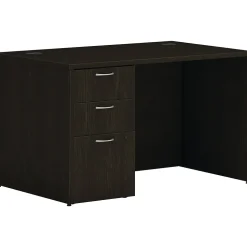 HON Mod 48"W Single-Pedestal Desk, Java Oak (HLPLDS4830BBFJA1)
