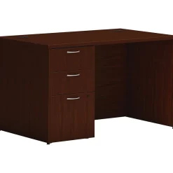 HON Mod 48"W Single-Pedestal Desk, Traditional Mahogany (HLPLDS4830BBFTM1)