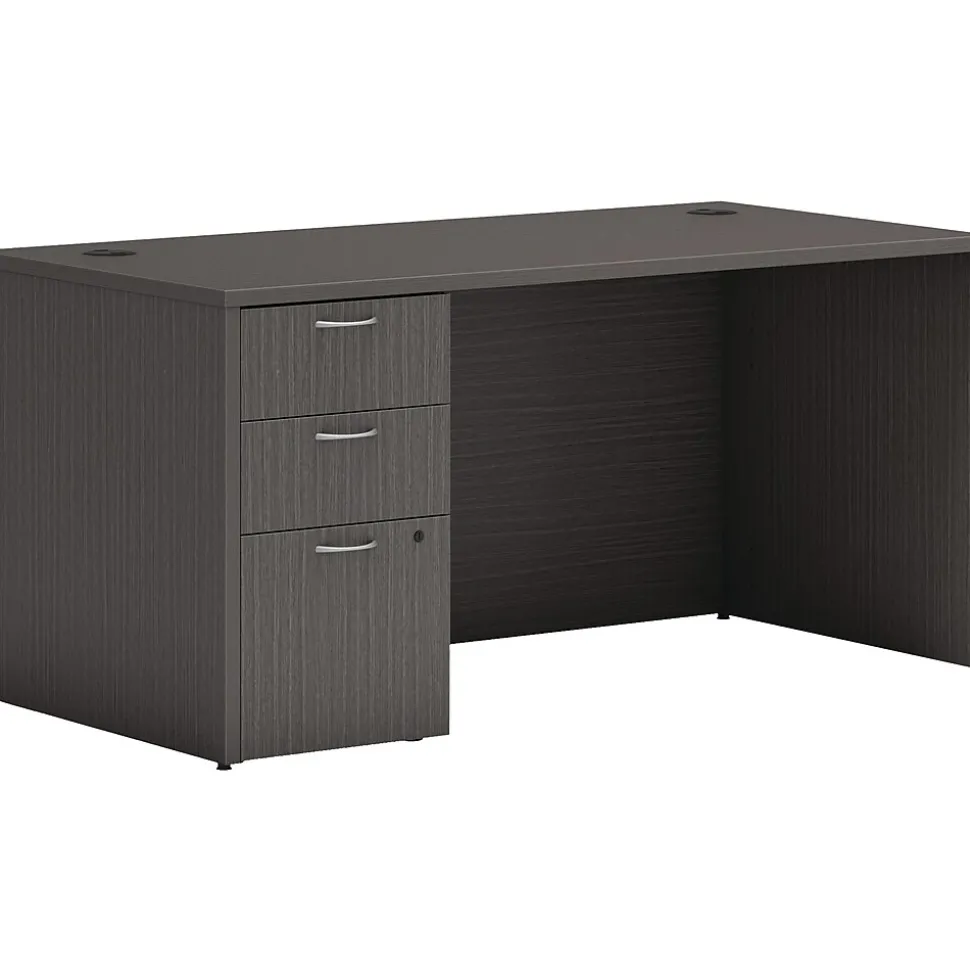 HON Mod 60"W x 30"D Single-Pedestal Desk, Gray (HLPLDS60PSSL1)