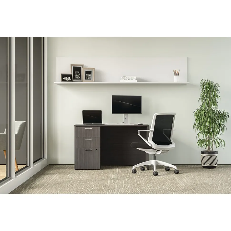 HON Mod 60"W x 30"D Single-Pedestal Desk, Gray (HLPLDS60PSSL1)