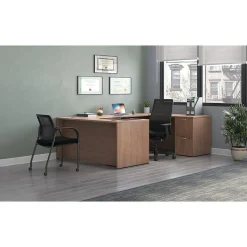 HON Mod 66"W x 96"D U-Shaped Computer Desk with 2 Support Pedestals, Sepia Walnut (HLPL6696UDESKSE1)