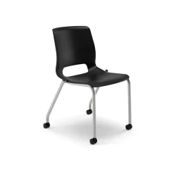 HON Motivate Stacking Chair, Onyx Shell, Textured Platinum Frame, 2 per Carton