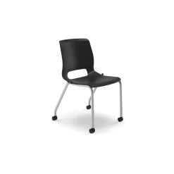 HON Motivate Stacking Chair, Onyx Shell, Textured Platinum Frame, 2 per Carton