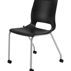 HON Motivate Stacking Chair, Onyx Shell, Textured Platinum Frame, 2 per Carton