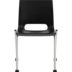 HON Motivate Stacking Chair, Onyx Shell, Textured Platinum Frame, 2 per Carton