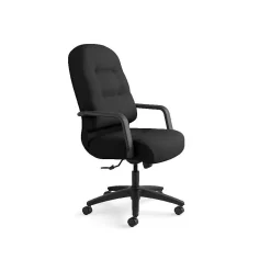 HON Pillow-Soft Executive High-Back Chair, Center-Tilt, Fixed Arms, Black Fabric