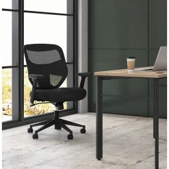 HON Prominent Mesh High-Back Task Chair, Center-Tilt, Adjustable Arms, Black Sandwich (BSXVL531MM10)