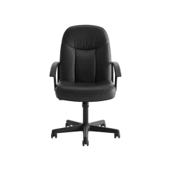 HON SofThread Leather High-Back Executive Chair, Center-Tilt, Fixed Arms, Black (BSXVL601SB11)