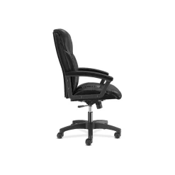 HON SofThread Leather High-Back Executive Chair, Center-Tilt, Fixed Arms, Black (BSXVL151SB11)