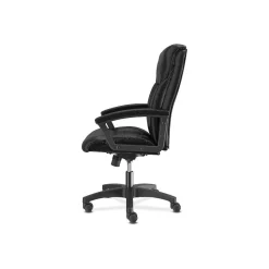 HON SofThread Leather High-Back Executive Chair, Center-Tilt, Fixed Arms, Black (BSXVL151SB11)