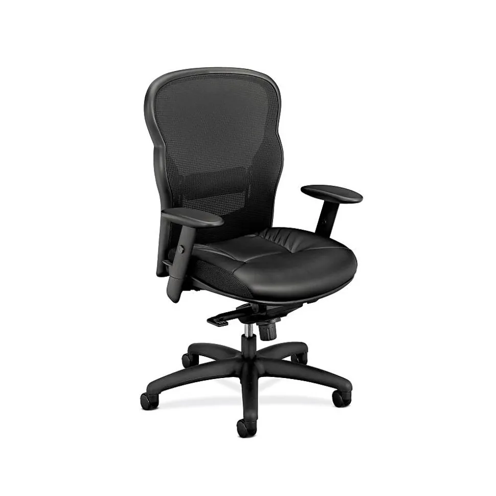 HON Wave Mesh High-Back Task Chair, Adjustable Arms, SofThread Leather Seat (BSXVL701SB11)