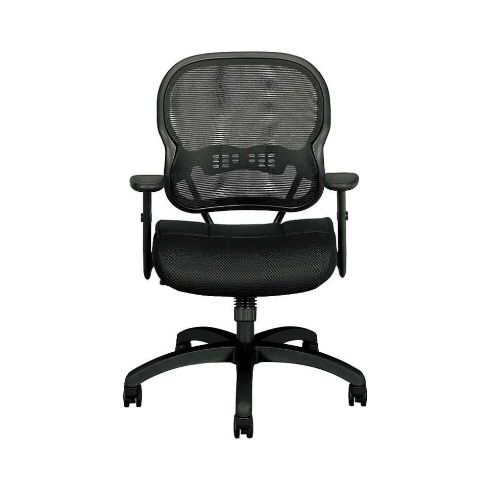 HON Wave Mesh Mid-Back Chair, Synchro-Tilt, Adjustable Arms, Black Sandwich Mesh (BSXVL712MM10)