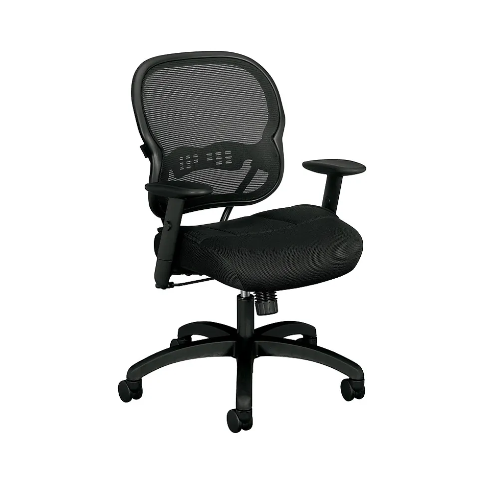 HON Wave Mesh Mid-Back Chair, Synchro-Tilt, Adjustable Arms, Black Sandwich Mesh (BSXVL712MM10)