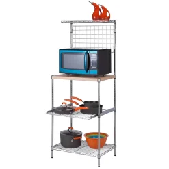 Honey-Can-Do Mini Microwaveable Shelf w/MDF Top, Chrome (SHF-09256)