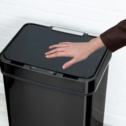 Honey-Can-Do Motion Sensor Steel Indoor Trash Can with Automatic Lid, 13.2 Gallon, Black (TRS-08415)