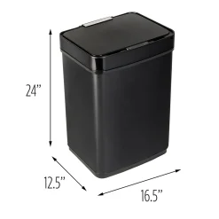 Honey-Can-Do Motion Sensor Steel Indoor Trash Can with Automatic Lid, 13.2 Gallon, Black (TRS-08415)