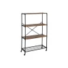 Honey-Can-Do 4-Shelf 63"H Steel Mobile Bookcase, Black (SHF-08838)