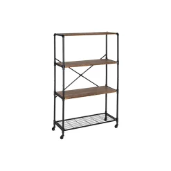 Honey-Can-Do 4-Shelf 63"H Steel Mobile Bookcase, Black (SHF-08838)