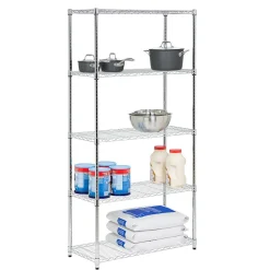 Honey-Can-Do 5-Shelf Metal Shelving Unit, 36"W, Chrome Plated (SHF-06832)