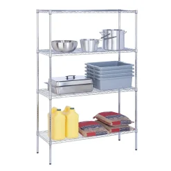Honey-Can-Do 4-Shelf Metal Unit, 48''W, Chrome (SHF-05226)