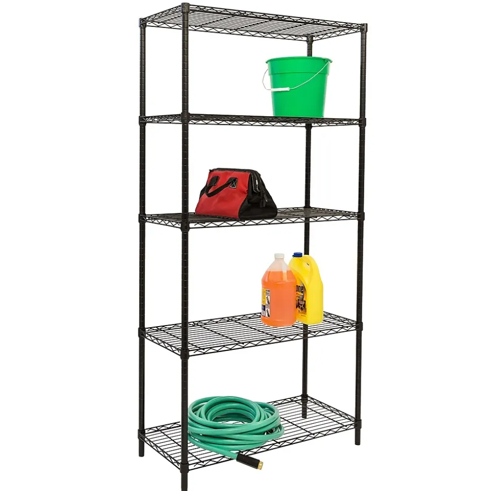 Honey-Can-Do 5-Shelf Metal Unit, 36"W, Black (SHF-09627)