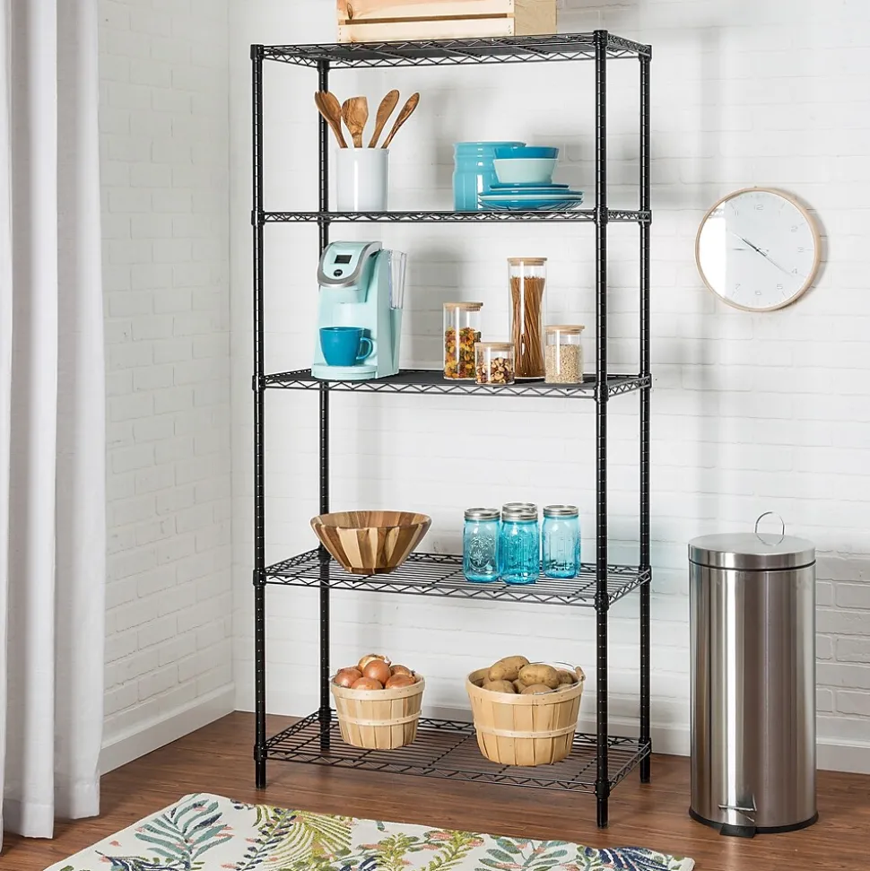 Honey-Can-Do 5-Shelf Metal Unit, 36"W, Black (SHF-09627)