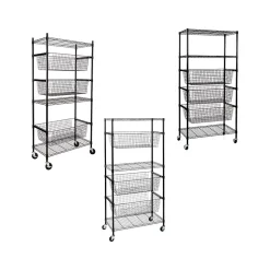 Honey-Can-Do 3-Shelf Steel Shelving Unit, 73.6" x 35.6" x 17.9", Black (SHF-09977)