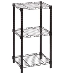Honey-Can-Do Small 3-Tier Adjustable Storage Shelving Unit, 15"W, Black (SHF-09209)