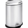 Honey-Can-Do Stainless Oval Steel Step Trash Can with Lid, Silver, 3.17 Gallon (TRS-01447)