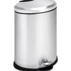Honey-Can-Do Stainless Oval Steel Step Trash Can with Lid, Silver, 3.17 Gallon (TRS-01447)