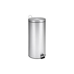 Honey-Can-Do Stainless Steel Round Step Trash Can with Lid, Silver, 7.92 Gallon (TRS-02110)